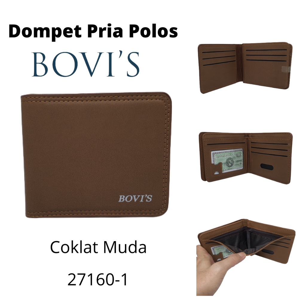 Dompet Pria Kulit Distro Anak Muda Branded Original Murah | Dompet Cowok Polos Logo Bovis (27160-1)