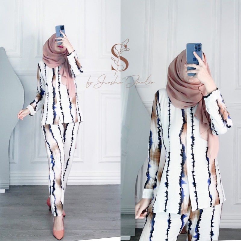 SETELAN PIYAMA WANITA PREMIUM HIGH QUALITY // LD 100 - 110 ONE SET RAYON MOTIF BARU // SET RAYON-Maria set