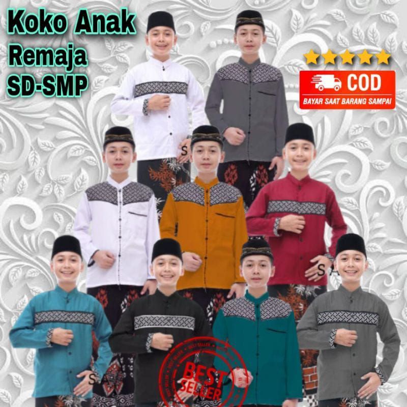 KOKO ANAK LENGAN PANJANG // KEMEJA KOKO ANAK REMAJA SD SMP USIA 6-15 TAHUN // KOKO HADROH