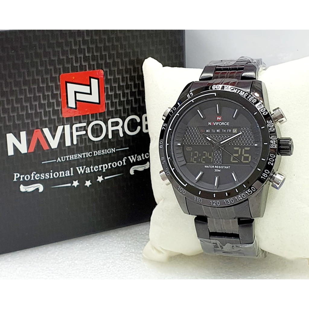 Jam Tangan Pria Naviforce Original Doubletime 12207CT Tali Rantai