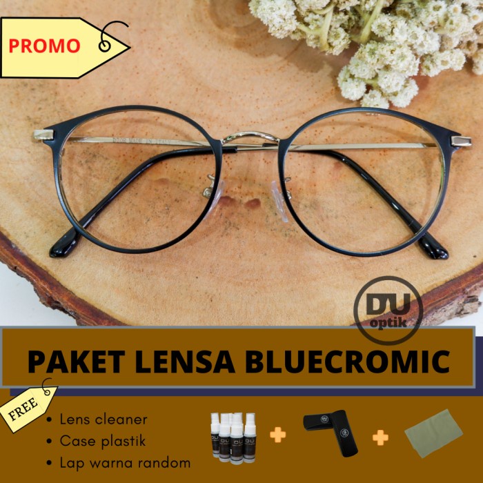 Kacamata Minus Pria - Kacamata Lensa Bluecromic Grey Plastik Bulat Pria Wanita Normal Minus