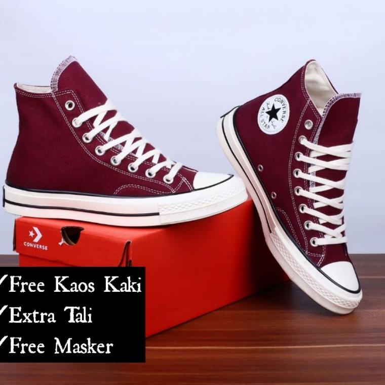 HUN.02Jn22q– Sepatu Converse 70s HI Maroon Burgundy /Converse 70s Dark Red High / Converse 70s Merah