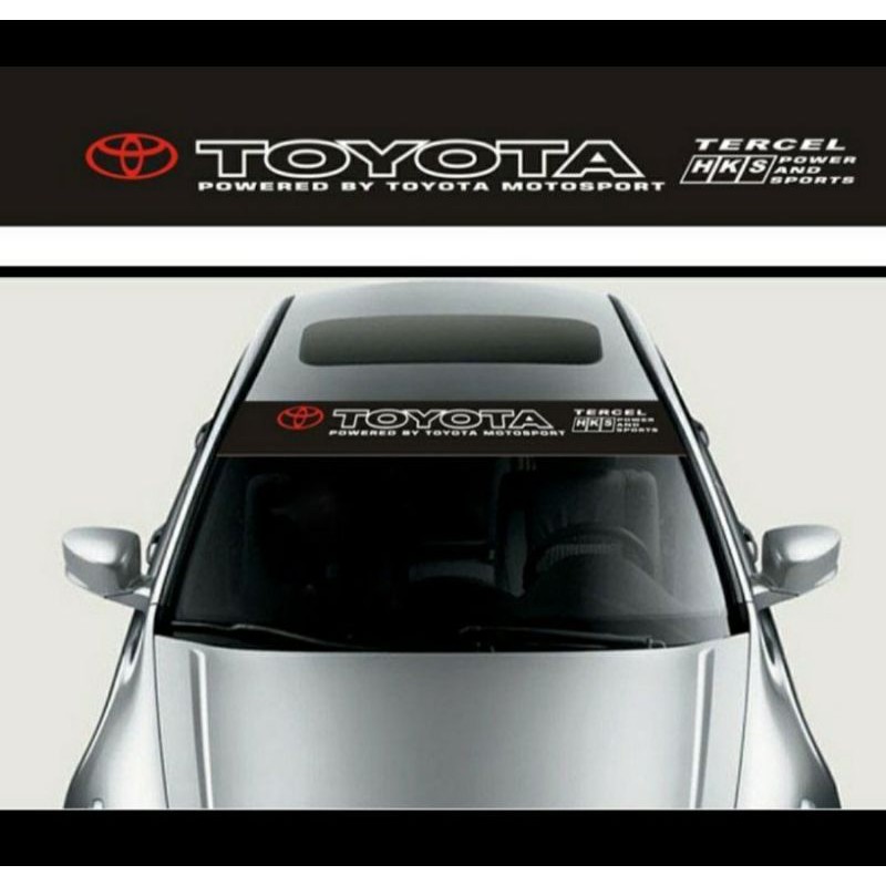 Stiker mobil kaca depan TOYOTA with background hitam black