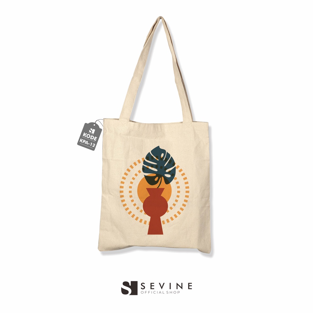 Sevine Tote Bag Kanvas Tas Fashion Totebag Wanita DTF Printing Nordic Aesthetic Series - KPA12