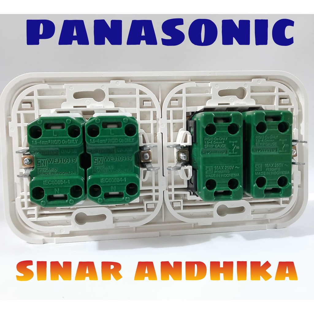 SAKLAR SERI KECIL + STOP KONTAK DOUBLE UNIVERSAL PUTIH PANASONIC WEJ 78049 3119