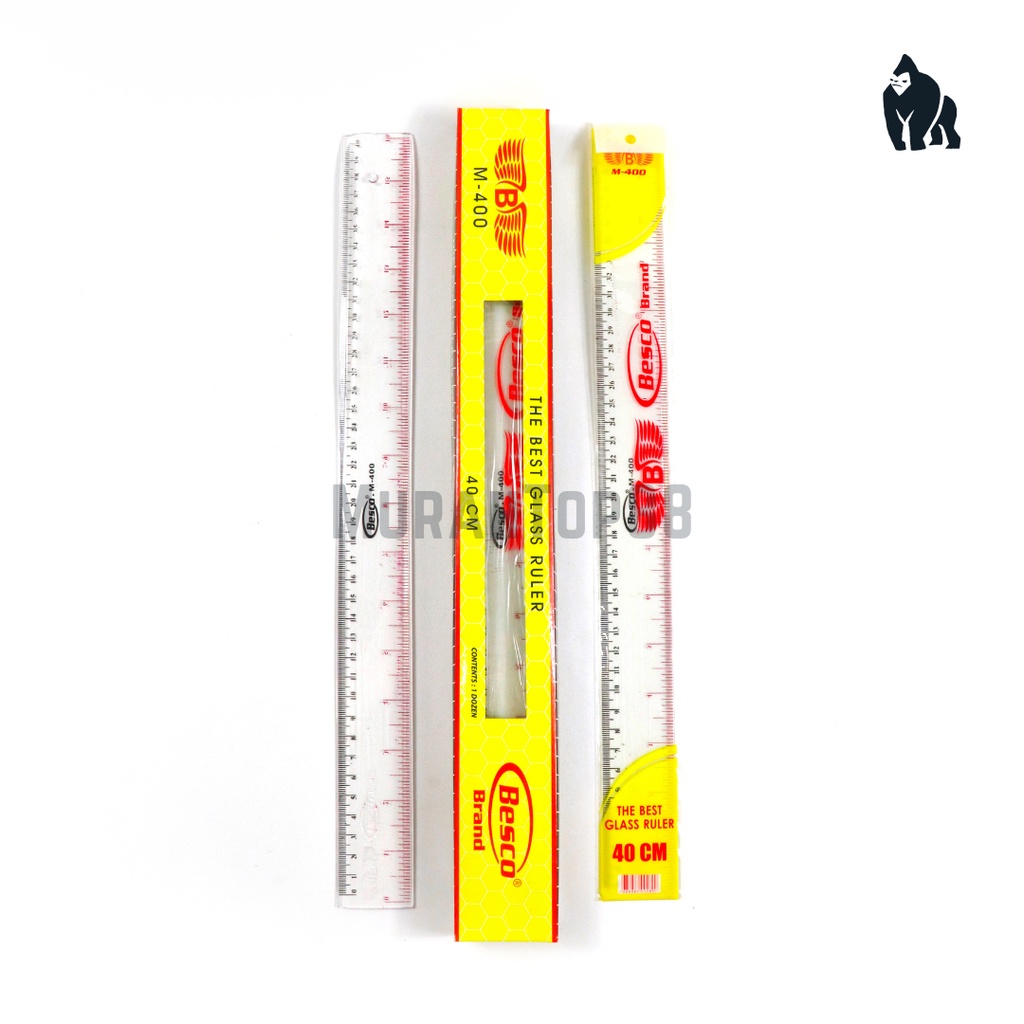 

Penggaris Plastik 40 cm Besco / Garisan Bening M-400 / Glass Ruler Transparant Murah