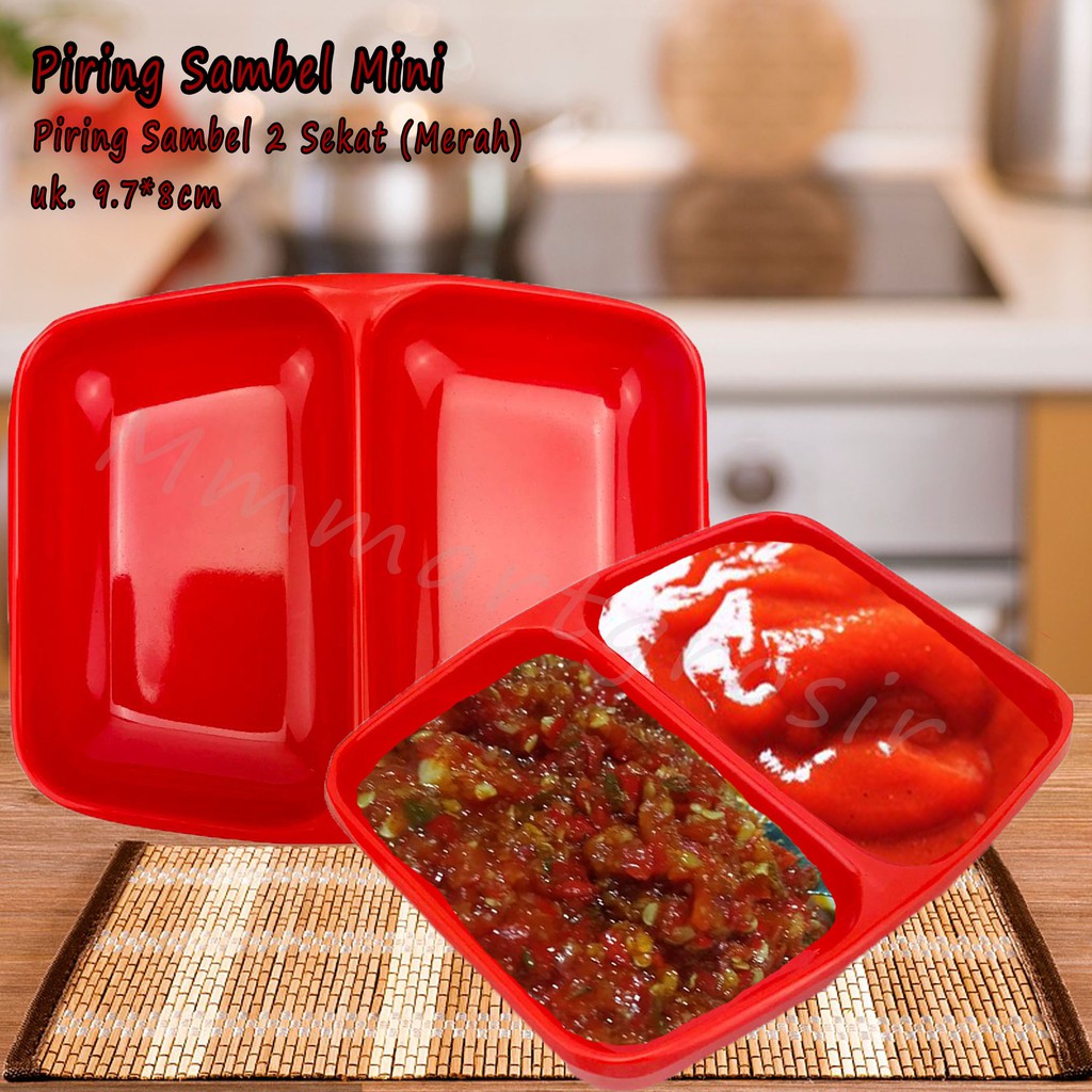 Piring Sambel Mini 2 Sekat / Piring Sambel / 9.7*8cm