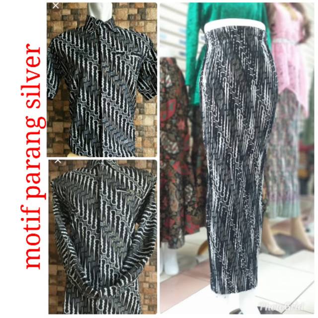 COUPLE BATIK  ROK PLISKET / ROK LILIT / ROK DUYUNG  MOTIF PARANG SILVER