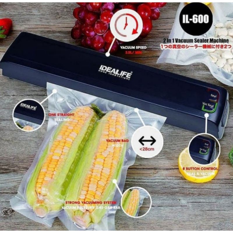 IDEALIFE IL600 Vacuum Sealer Mesin Press Plastik Makanan Pres Vacum Pembungkus Makanan