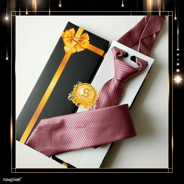 dasi pria kantor formal instant langsung pakai warna rose gold pakai perekat bonus box sse trade cen
