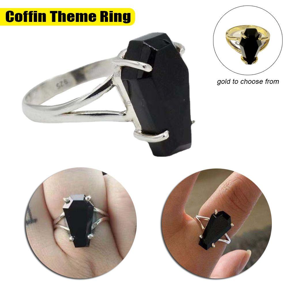 Cincin Bentuk Peti Mati Gaya Punk Gothic Untuk Pria Dan Wanita