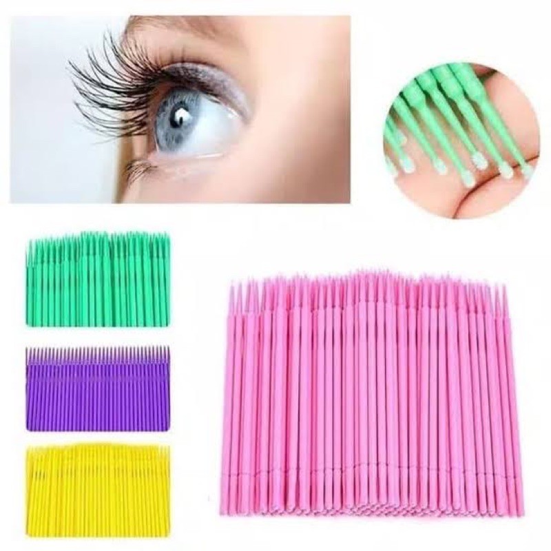 100pcs Sikat brush tanam bulu mata microbuds micro bud mascara eyelash extension