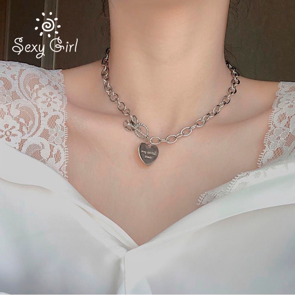 Kalung Choker Liontin Tulisan Love Gaya Punk Untuk Wanita