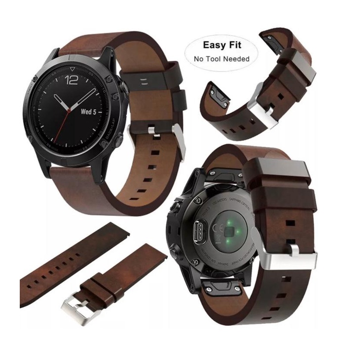 Garmin Fenix 6 Leather Kulit Strap Tali Jam Terbaru