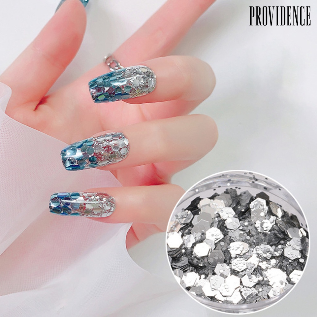 Providence 2Pcs/Set Nail Flakes Mermaid Effect Glitter Blue Sparkly Mix Hexagon Colorful Sequins for Beauty