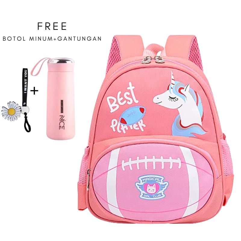 GTB TAS RANSEL ANAK KARAKTER TAS SEKOLAH TK SD TAS LUCU FREE BOTOL MINUMAN COD