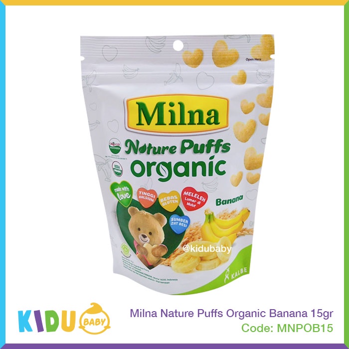 Milna Nature Puffs Organic 15gr Snack Bayi Cemilan si Kecil  Makanan MPASI Kidu Baby