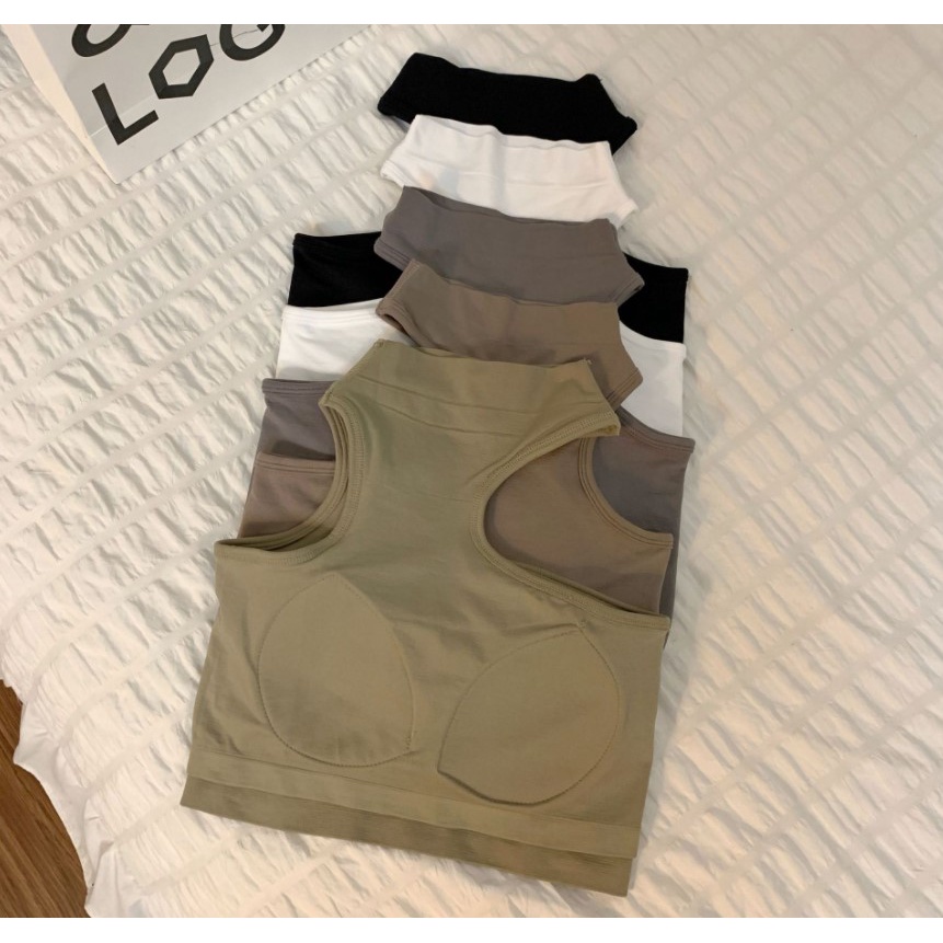 Tanktop Crop halter neck atasan crop top bra dalaman tank top korea cut side-3