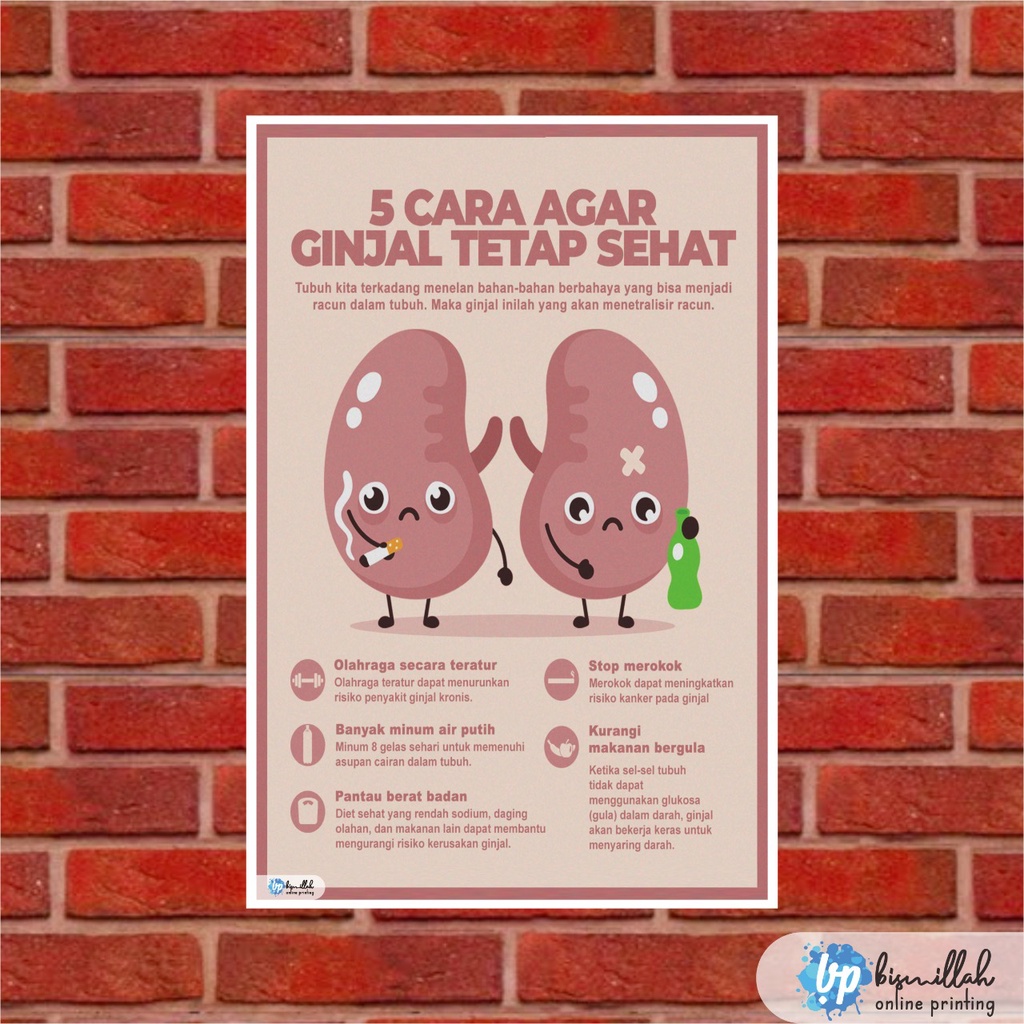 Jual Poster Kesehatan 5 Cara Agar Ginjal Tetap Sehat Shopee Indonesia