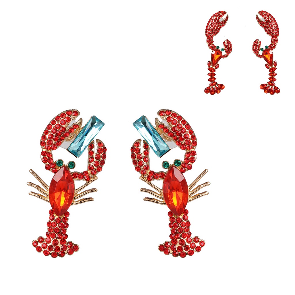 Hu Hu Hu Hu Hu Alat Bantu Pasang Kacamata♡ Anting Kait Gantung Wanita Desain Lobster Hias Berlian Imitasi Gaya Sexy Kreatif Untuk Hadiah