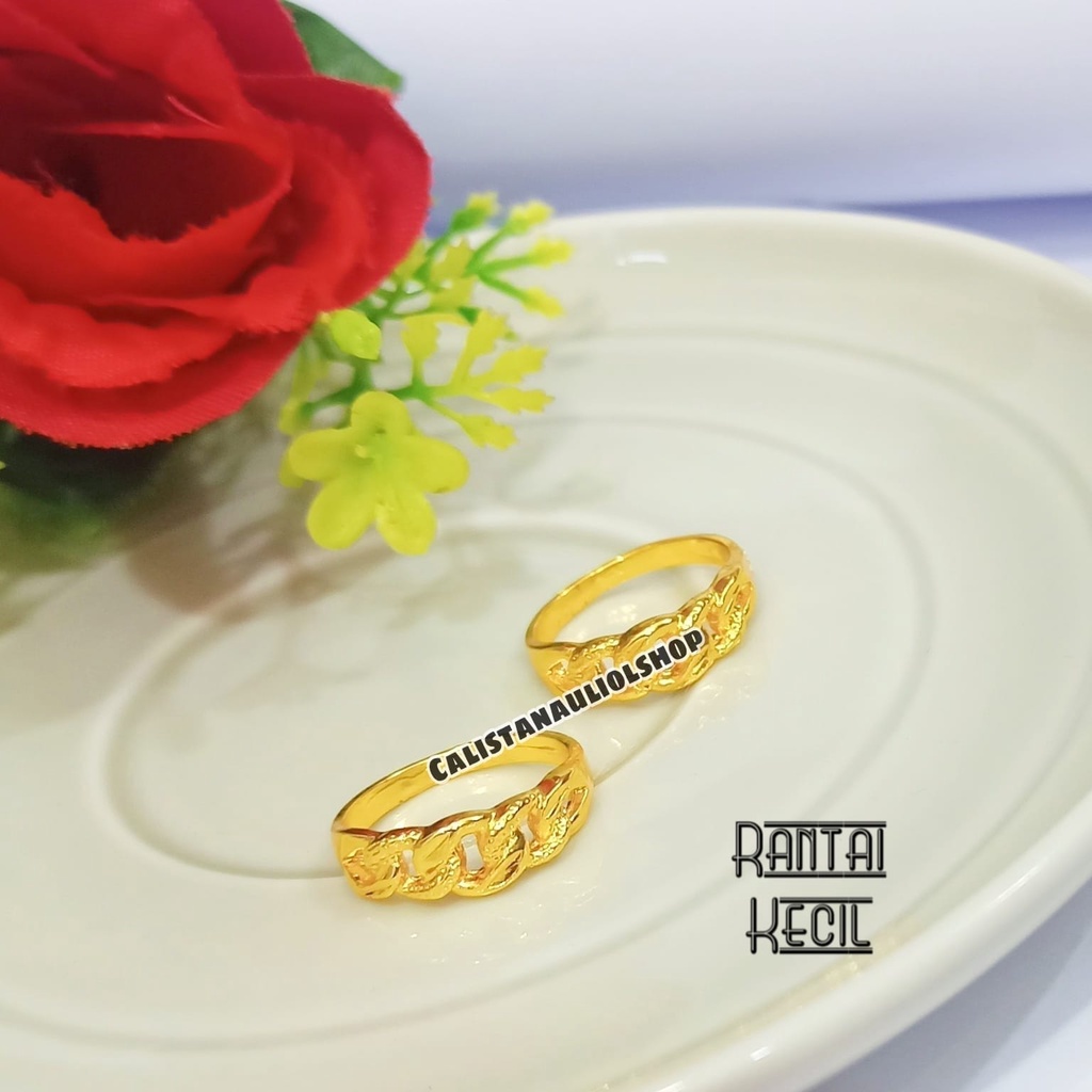 CINCIN RANTAI SETENGAH 08AL DESAIN UNIK LAPIS EMAS 24K ANTI KARAT