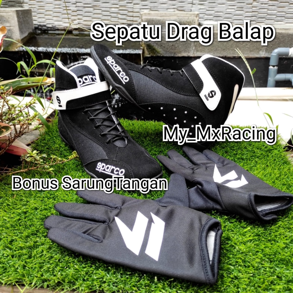 Sepatu drag race V HITAM  sepatu touring FREE GLOVE  keren new  sepatu balap keren sepatu berkendara touring sunmori atau harian juga oke bonus sarung tangan