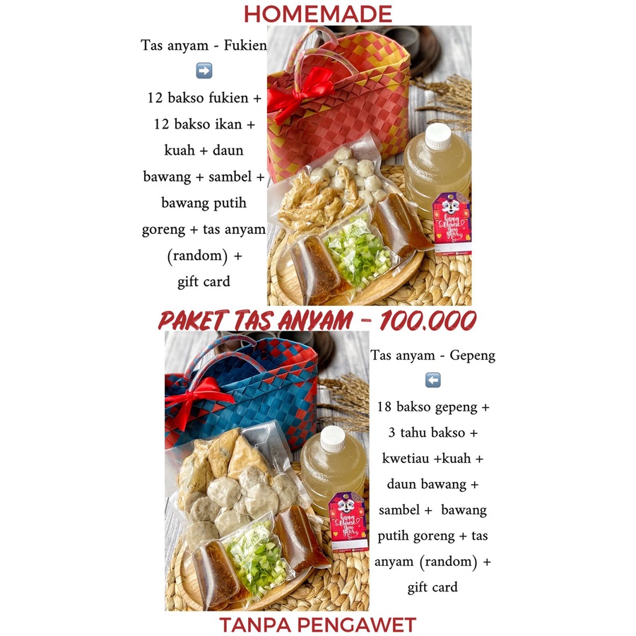 HAMPERS TAS ANYAM BAKSO GEPENG / MALANG / IKAN FUKIEN PAKET IMLEK CNY