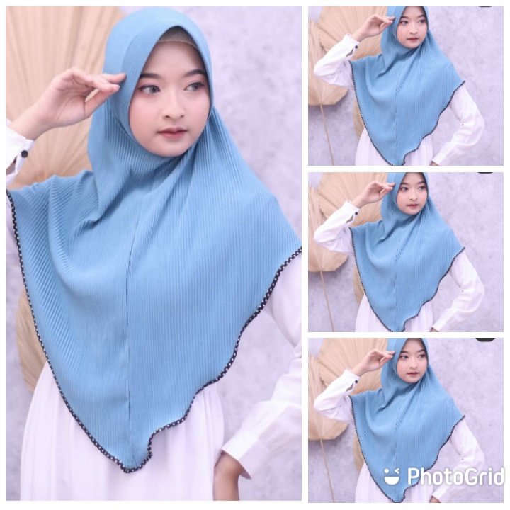 HIJAB PLISKET LIST POLKADOT HIJAB INSTAN