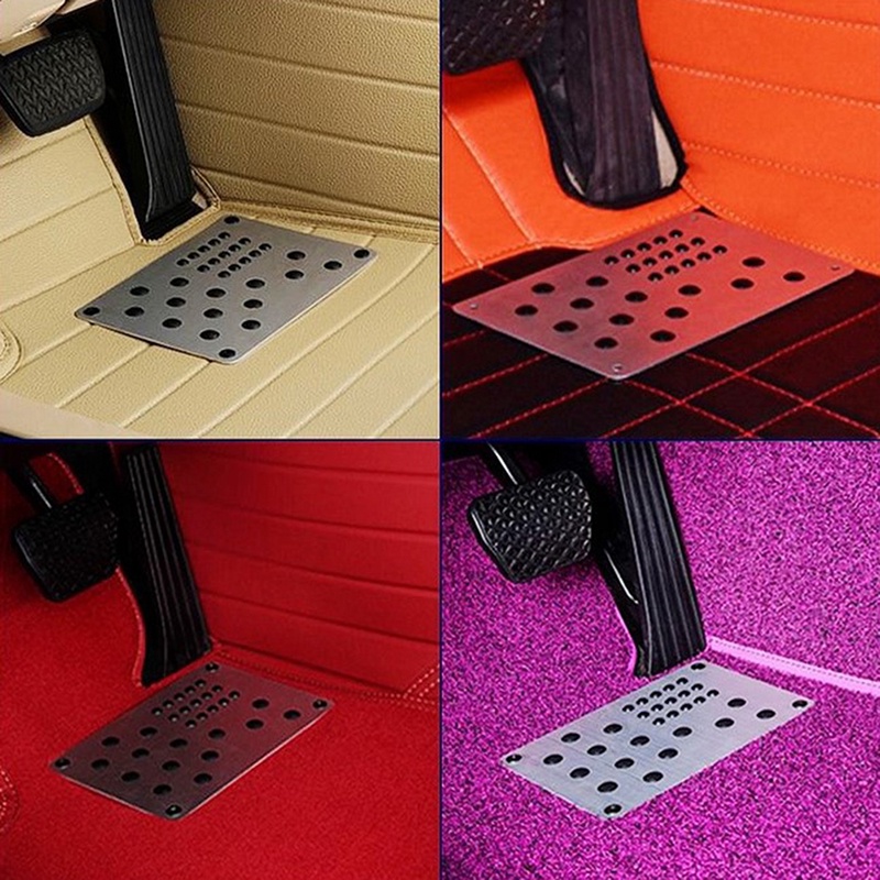 {LUCKID}Car Floor Mat Foot Heel Plate Cover Carpet Pedal Aluminum Alloy+Rubber Universal