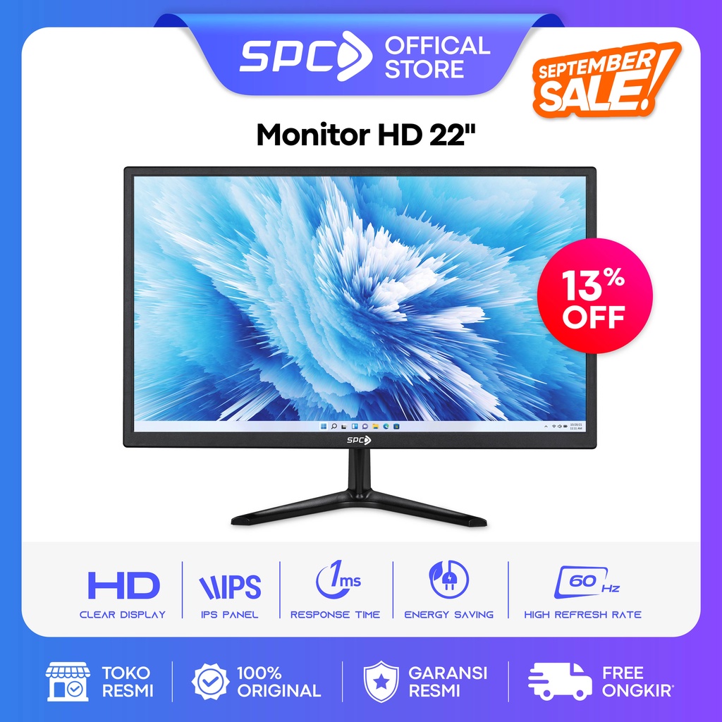 SPC Monitor LED PC 22 Inch Komputer HD IPS HDMI-0