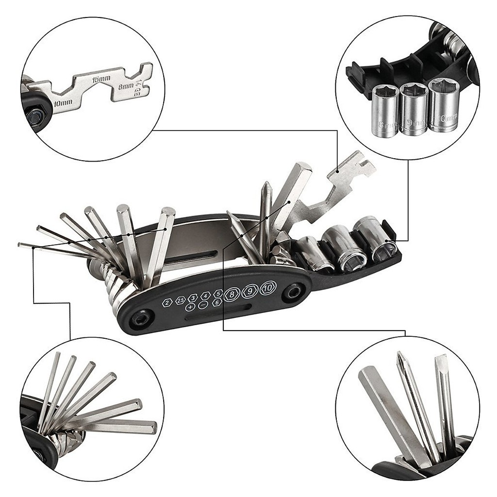 Kunci Sepeda 16 pcs Tools Kunci Obeng 16 in 1 15 in 1 EDC ToolKit Repair Kit Multifungsi Set Sok