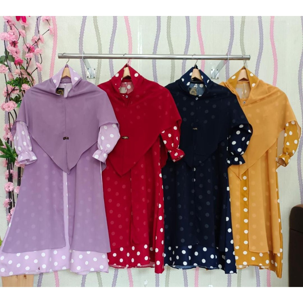 Gamis Anak Shakila Motif Polka Besar