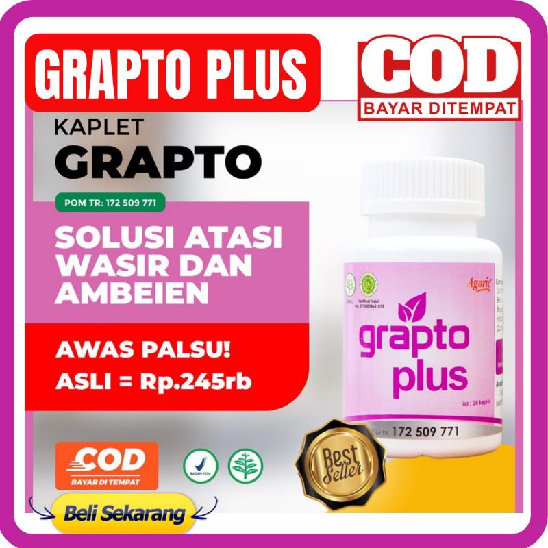 GRAPTO PLUS ORIGINAL 100% - Kaplet GraptoPlus Solusi Wasir Ambeyen Ambeien BAB Berdarah Susah BAB da