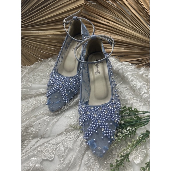 sepatu wanita wedding Rafaizoutfit iceblue Marsha tali 5cm lancip