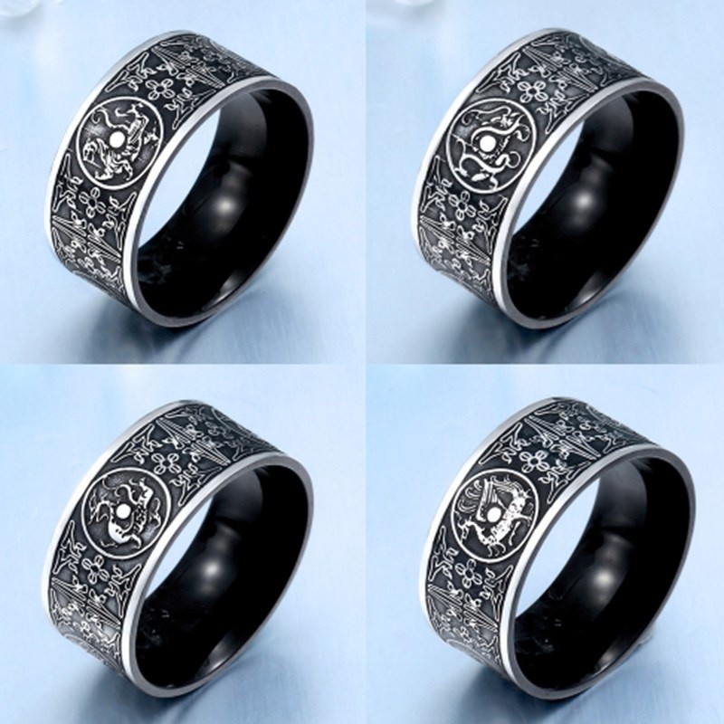 Perhiasan Cincin Viking Desain Binatang Naga Viking Gaya Eropa untuk Pria