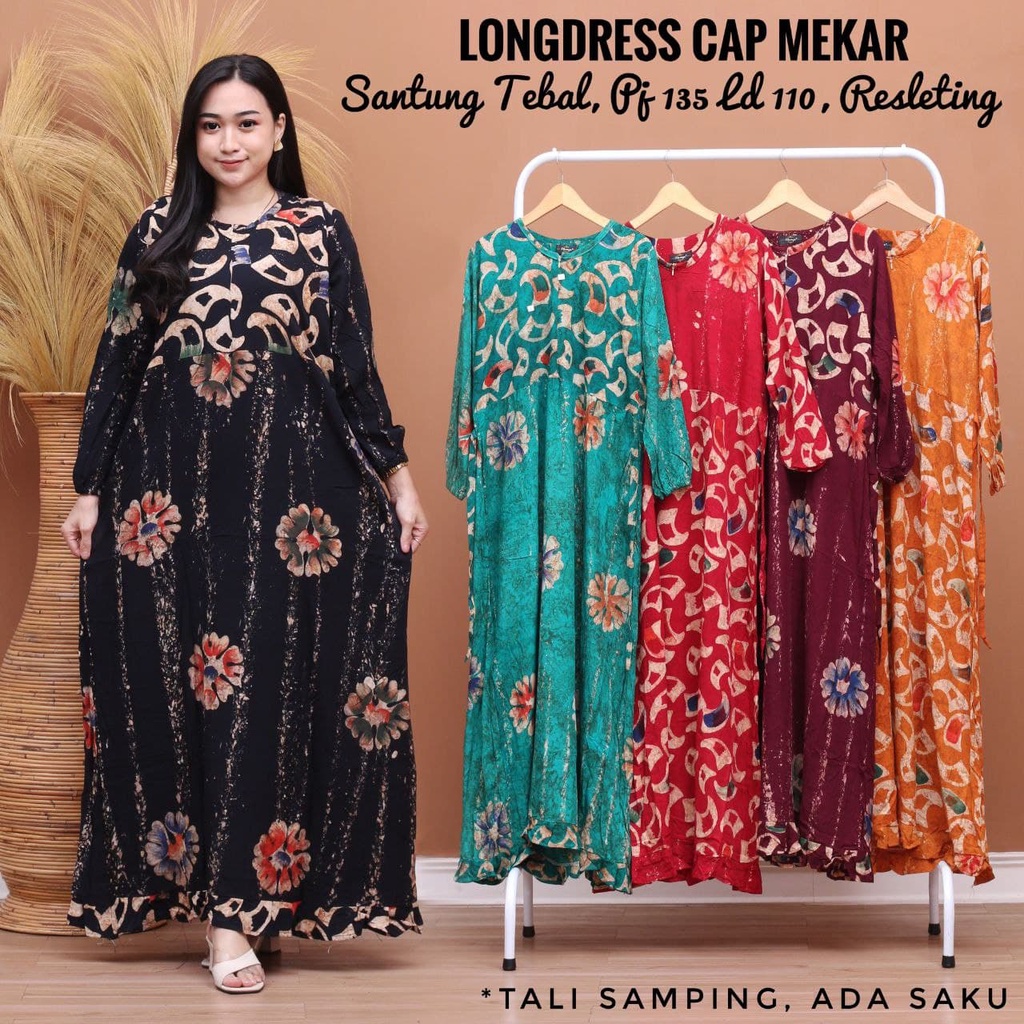 Long Dress Rempel Busui Batik Cap Halus Rayon Tebal javadelestat Batik Pekalongan