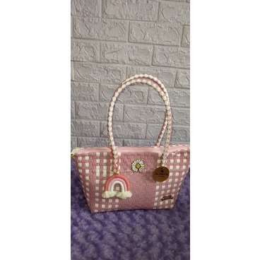 Tas anyaman jali Ponorogo Furing resleting ukuran M gratis aksesoris tas