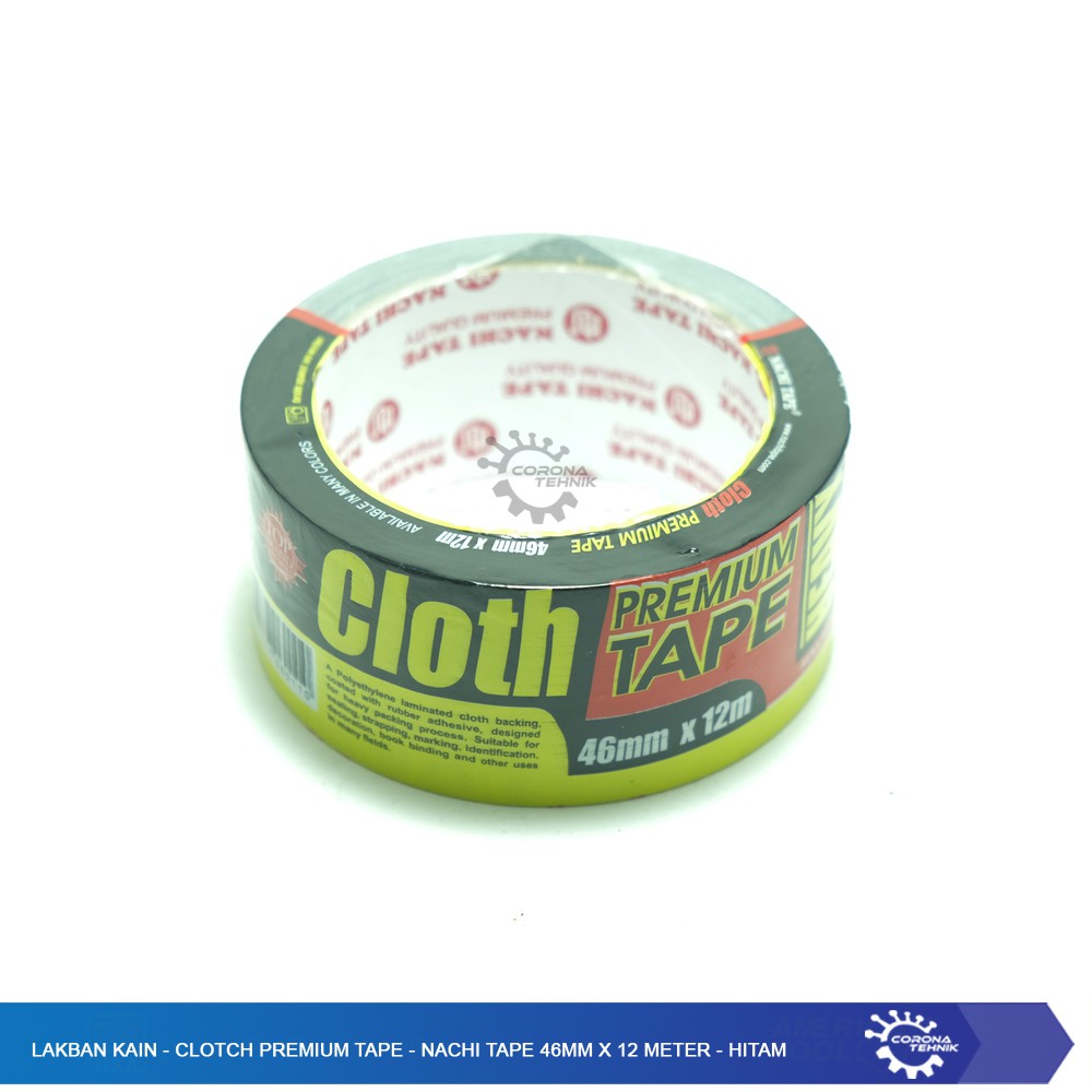 Lakban Kain - Clotch Premium Tape - Nachi Tape 46mm x 12 meter - Hitam