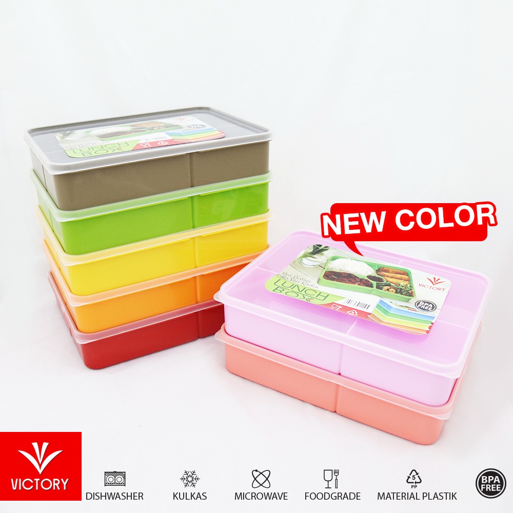 Lunch Box sekat 5 Bento Plastik Victory 1600 ml