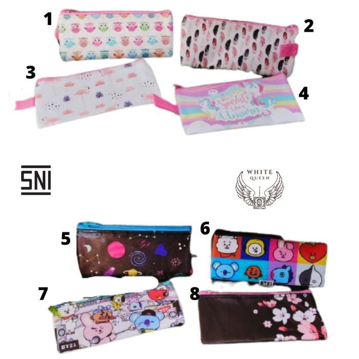

Tempat Pensil Anak Sekolah dan Dewasa Kantor Motif Polos dan BT21 BTS