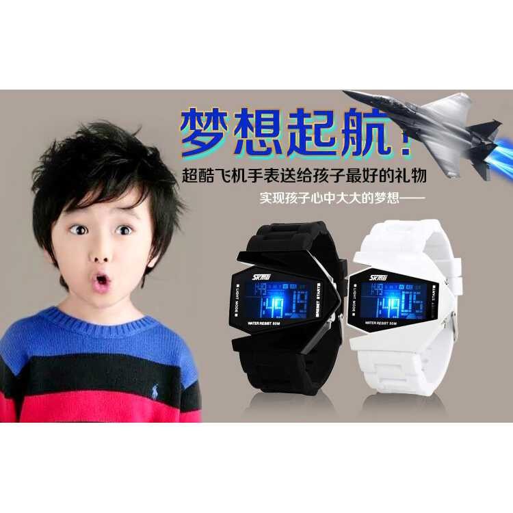 SKMEI Jam Tangan Airplane Digital Pria Keren Jamtangan Pesawat Trendy Cowok Wristwatch Man Terbaru