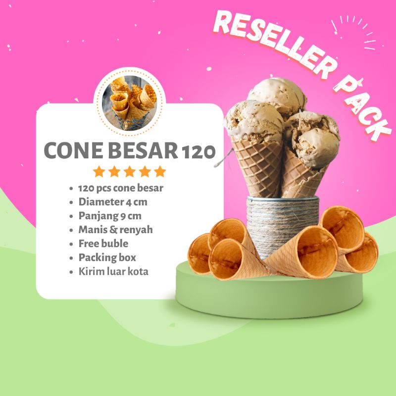 

PAKET USAHA 120pcs sugar cone waffle kerucut ice cream corneto packing box