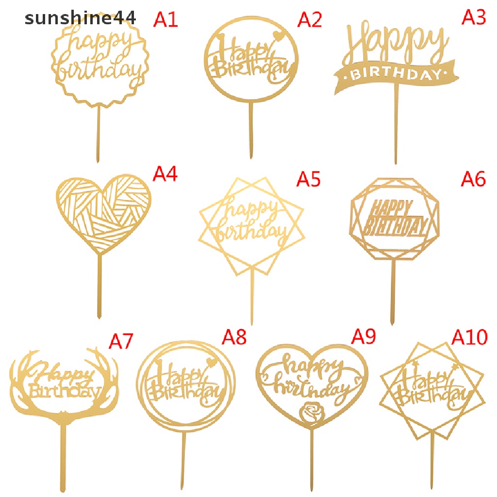 Sunshine Topper Kue Ulang Tahun Tulisan Happy Birthday Bahan Akrilik