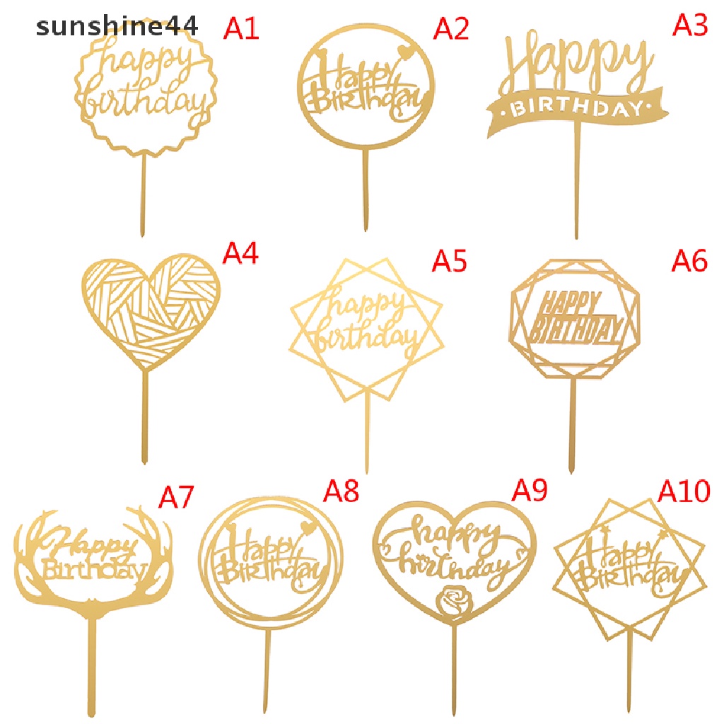 Sunshine Topper Kue Ulang Tahun Tulisan Happy Birthday Bahan Akrilik