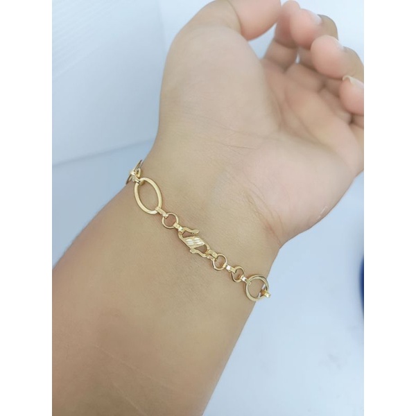 gelang rantai oval hollo / gelang perak asli silver 925 lapis emas/ gelang fashion wanita