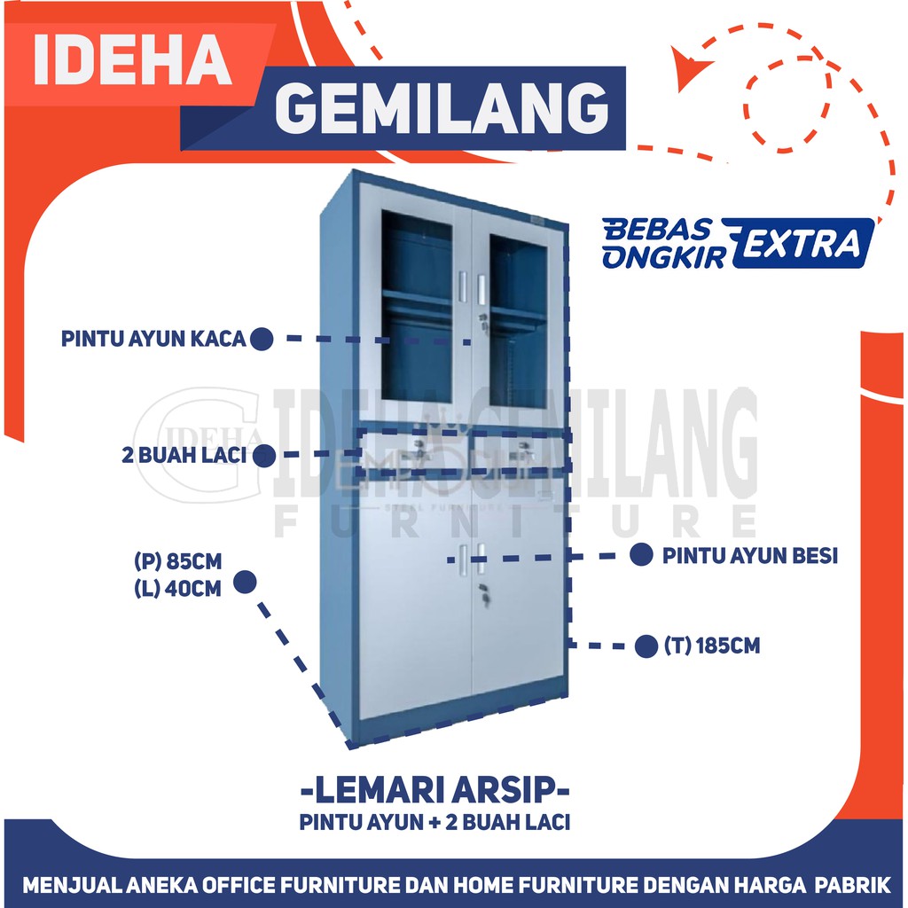 Lemari Arsip Pintu Kombinasi dengan Drawer