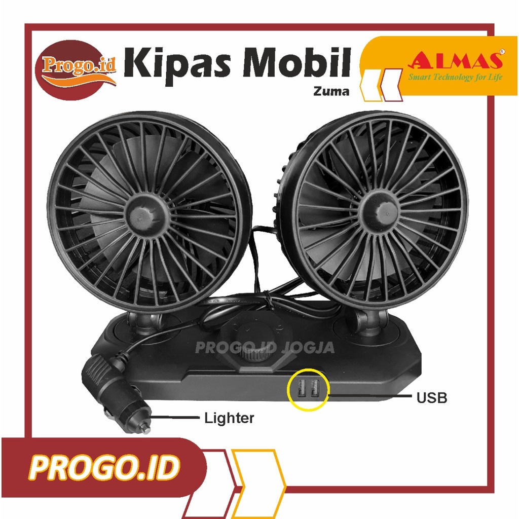 Kipas Angin Mobil USB cas HP Double Headed Fan Aksesoris Interior Mobil 24V Murah | Kipas USB