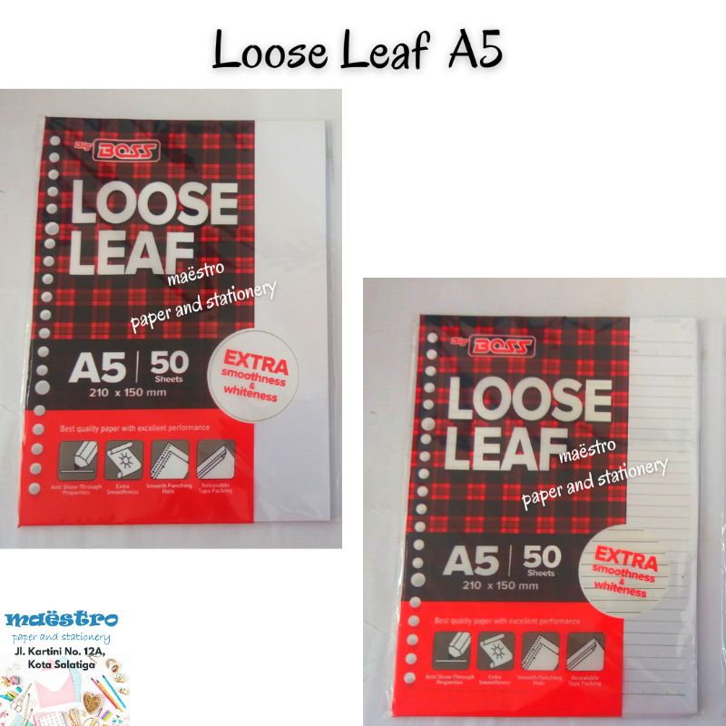 

Loose Leaf A5 Isi 50 Lembar / A5 Polos / A5 Garis / Murah