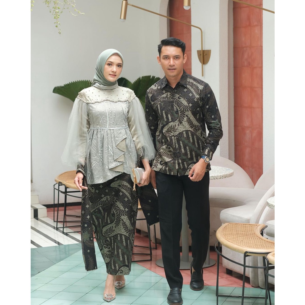 Vanilla Kebaya Couple Wisuda Modern Setelan Kebaya Brokat Batik Tunangan Lamaran Kondangan Terbaru Havis