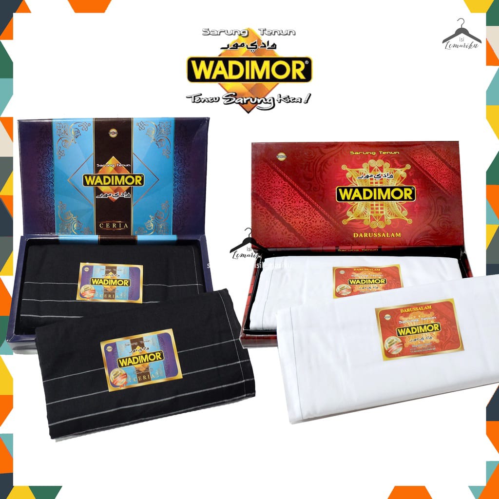 WADIMOR SARUNG DEWASA Polos Hitam / Putih dan Motif Katun Premium Umair - Nyaman Lembut Halus